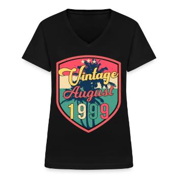 Bester Geburtsmonat August 1999 - Frauen-T-Shirt mit V-Ausschnitt - Schwarz - Vorne - Lela (165cm)