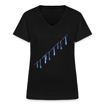 wassertropfen linie wasser - Frauen-T-Shirt mit V-Ausschnitt - Schwarz - Vorne - Lela (165cm)