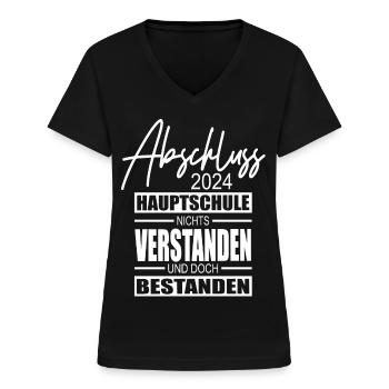Abschluss 2024 Hauptschule - Frauen-T-Shirt mit V-Ausschnitt - Schwarz - Vorne - Lela (165cm)