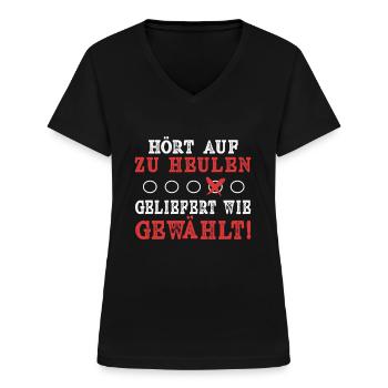Bundeskanzler Wahl - Gewählt wie geliefert - Frauen-T-Shirt mit V-Ausschnitt - Schwarz - Vorne - Lela (165cm)