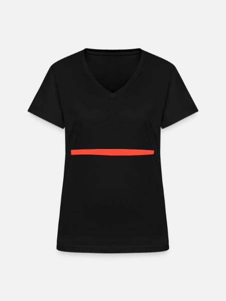 Strich Rot - Frauen-T-Shirt mit V-Ausschnitt - Schwarz