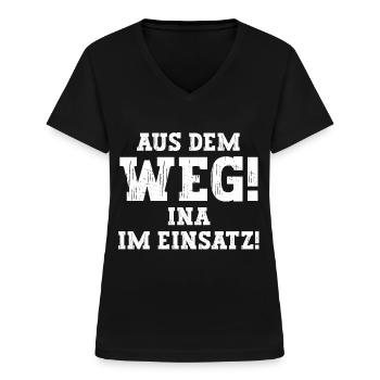 Ina Lustiger Spruch Vorname Name Ina - Frauen-T-Shirt mit V-Ausschnitt - Schwarz - Vorne - Lela (165cm)
