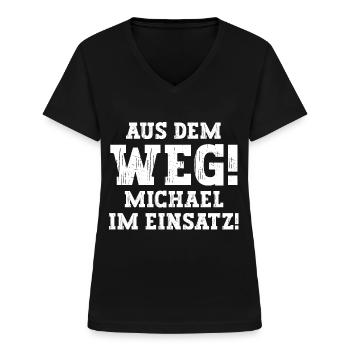 Michael Lustiger Spruch Vorname Name Michael - Frauen-T-Shirt mit V-Ausschnitt - Schwarz - Vorne - Lela (165cm)