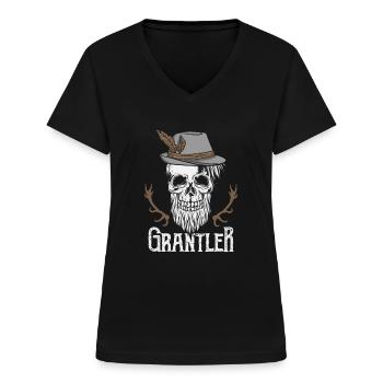 Grantler Bayer Bayern bayrische Sprüche - Frauen-T-Shirt mit V-Ausschnitt - Schwarz - Vorne - Lela (165cm)