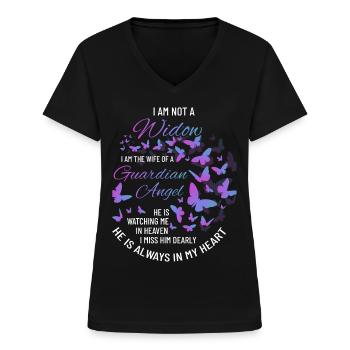 Witwe, Huband Verloren, Trauer, Guardian Angel - Frauen-T-Shirt mit V-Ausschnitt - Schwarz - Vorne - Lela (165cm)