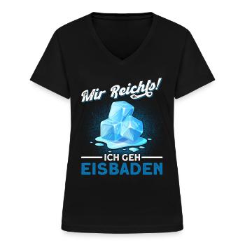 Eisbader Eisschwimmen Eisbaden - Frauen-T-Shirt mit V-Ausschnitt - Schwarz - Vorne - Lela (165cm)