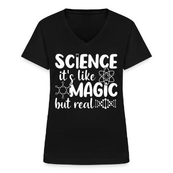 Wissenschaft Forschung Spruch - Frauen-T-Shirt mit V-Ausschnitt - Schwarz - Vorne - Lela (165cm)