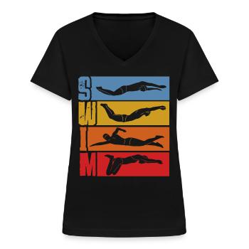 Natation, natation, sports nautiques - T-shirt col V Femme - noir - Devant - Lela (165cm)