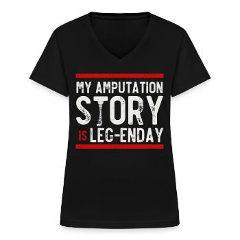 Leg prosthesis, prosthesis, amputee, amputation - Women's V-neck T-shirt - black - Front - Lela (165cm)
