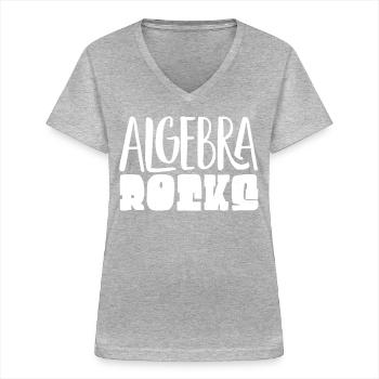 Algèbre, Analyse, Science, Mathématiques - T-shirt col V Femme - gris chiné - Devant - Lela (165cm)