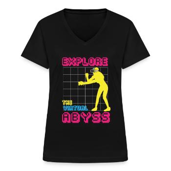 VR Brille Virtual Reality Gaming - Frauen-T-Shirt mit V-Ausschnitt - Schwarz - Vorne - Lela (165cm)