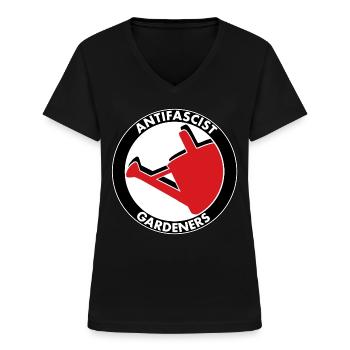 Antifascistische tuiniers - Vrouwen T-shirt met V-hals - zwart - Voor - Lela (165cm)