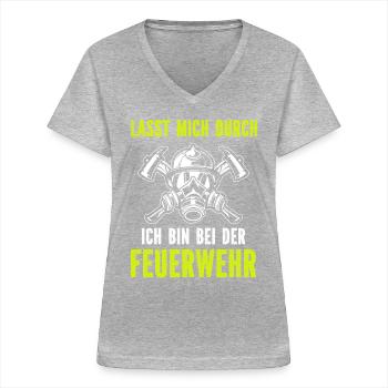 Firefighter Tshirt Firefighter Firefighter 112 - Women's V-neck T-shirt - sports grey - Front - Lela (165cm)