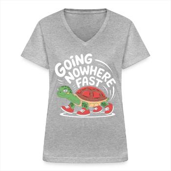 Turtle pace in style - Women's V-neck T-shirt - sports grey - Front - Lela (165cm)