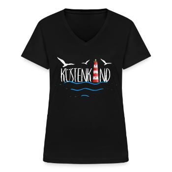 Küstenkind - Frauen-T-Shirt mit V-Ausschnitt - Schwarz - Vorne - Lela (165cm)