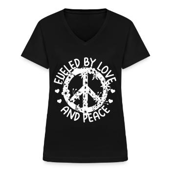 Hippies - Frauen-T-Shirt mit V-Ausschnitt - Schwarz - Vorne - Lela (165cm)