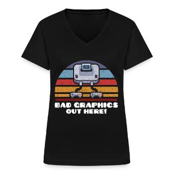 Jeu de hasard Retro Gamer Jeux vidéo Cadeau - T-shirt col V Femme - noir - Devant - Lela (165cm)