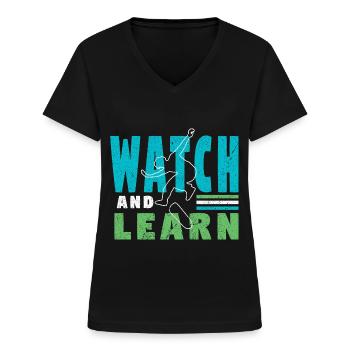 Skateboard Skateboardfahrer Skaten - Frauen-T-Shirt mit V-Ausschnitt - Schwarz - Vorne - Lela (165cm)