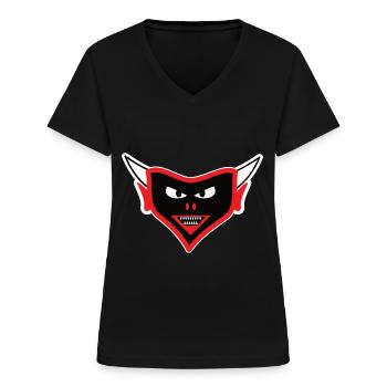 Teufel Design, das teuflische Gesicht - Frauen-T-Shirt mit V-Ausschnitt - Schwarz - Vorne - Lela (165cm)