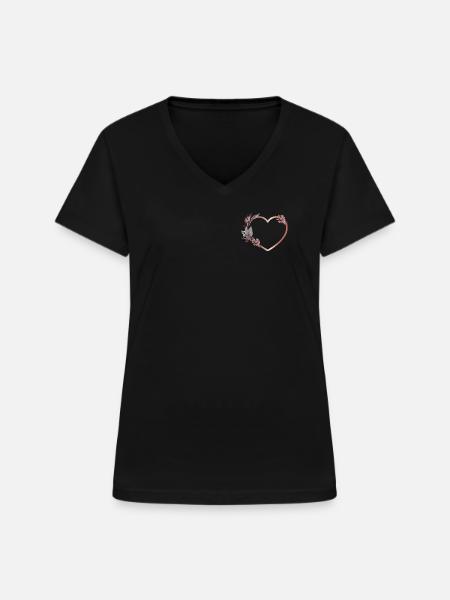 Herz - Frauen-T-Shirt mit V-Ausschnitt - Schwarz