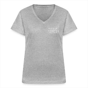 Elégant Arnery - T-shirt col V Femme - gris chiné - Devant - Lela (165cm)