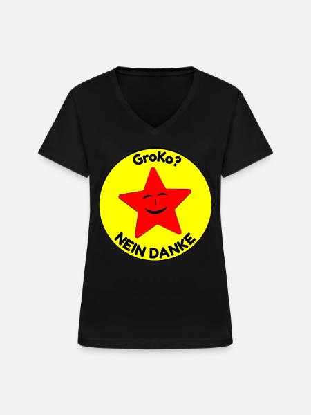 GroKo? nein danke - Frauen-T-Shirt mit V-Ausschnitt - Schwarz