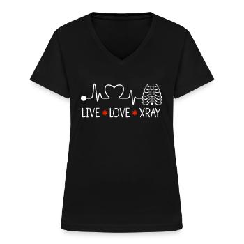 Röntgentechniker Röntgen Arzt Radiologie Geschenk - Frauen-T-Shirt mit V-Ausschnitt - Schwarz - Vorne - Lela (165cm)