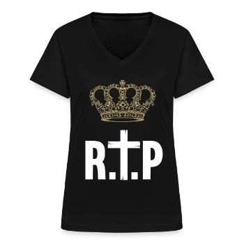 RIP Queen - Frauen-T-Shirt mit V-Ausschnitt - Schwarz - Vorne - Lela (165cm)