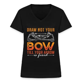 Tir à l’arc Tirez pas votre tir Arrow Target Archer - T-shirt col V Femme - noir - Devant - Lela (165cm)