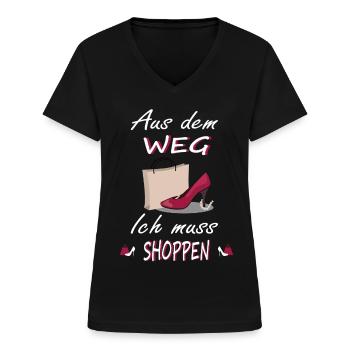 Ich muss Shoppen Shopping Design - Frauen-T-Shirt mit V-Ausschnitt - Schwarz - Vorne - Lela (165cm)