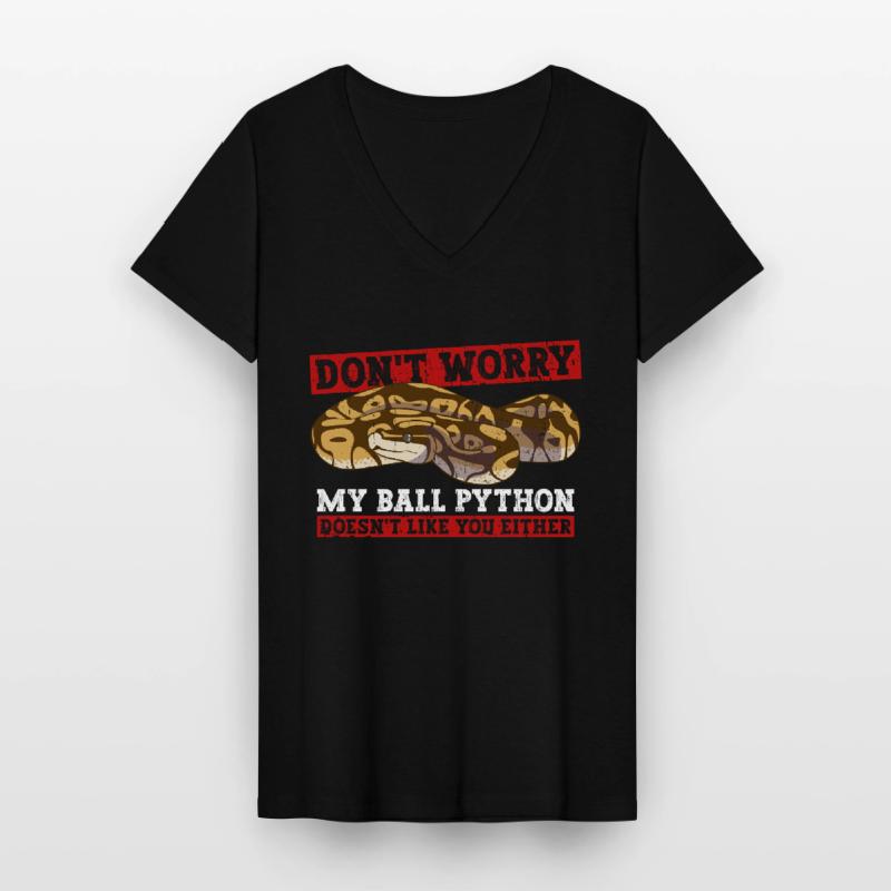 Königspython Bananenkugel Python Frauen-T-Shirt mit V-Ausschnitt