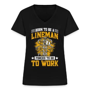 Funny electrician - Women's V-neck T-shirt - black - Front - Lela (165cm)