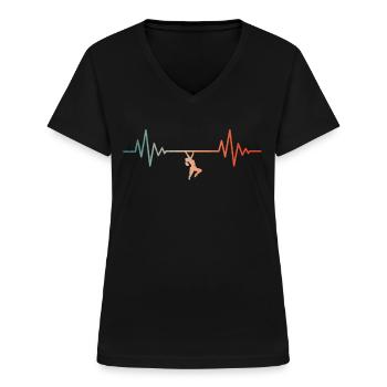 Lustiges Bouldern & Klettern - Frauen-T-Shirt mit V-Ausschnitt - Schwarz - Vorne - Lela (165cm)