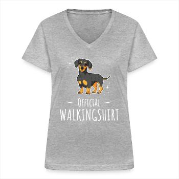 Cute Dachshund Mom - Women's V-neck T-shirt - sports grey - Front - Lela (165cm)