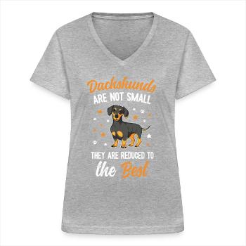 Cute Dachshund Mom - Women's V-neck T-shirt - sports grey - Front - Lela (165cm)