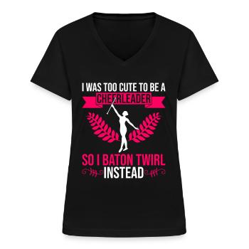 Baton Twirler Design Für Majorette Cheerleader - T-shirt col V Femme - noir - Devant - Lela (165cm)