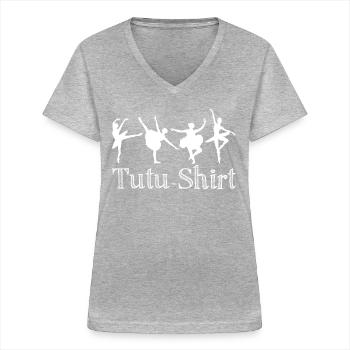 Ballet Dancer Ballerina with Tutu - Frauen-T-Shirt mit V-Ausschnitt - Grau meliert - Vorne - Lela (165cm)