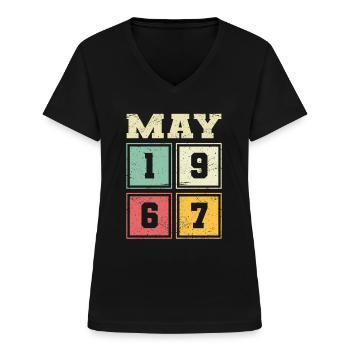 57. Geburtstag Mai Jahrgang 1967 Geschenkidee - Frauen-T-Shirt mit V-Ausschnitt - Schwarz - Vorne - Lela (165cm)