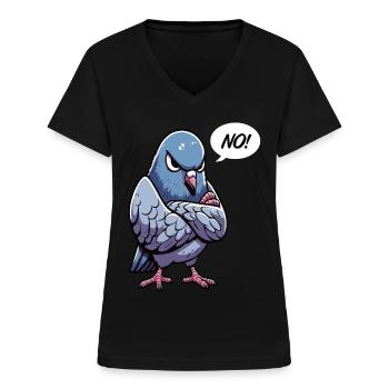 Pas de pigeons pigeons colombophiles colombophiles - T-shirt col V Femme - noir - Devant - Lela (165cm)