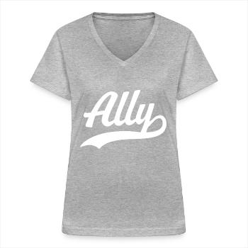 Ally - Women's V-neck T-shirt - sports grey - Front - Lela (165cm)