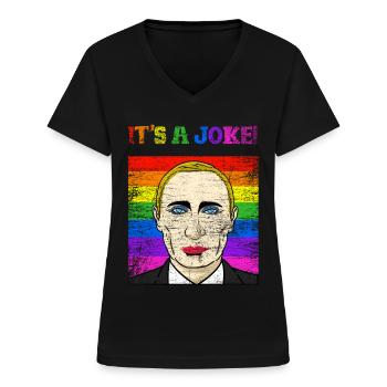 Cadeau politicien blague Poutine - T-shirt col V Femme - noir - Devant - Lela (165cm)