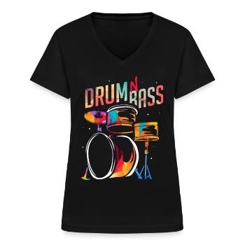 Drum and bass - Women's V-neck T-shirt - black - Front - Lela (165cm)