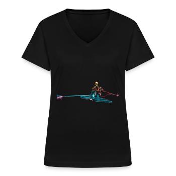 Rudern - Frauen-T-Shirt mit V-Ausschnitt - Schwarz - Vorne - Lela (165cm)