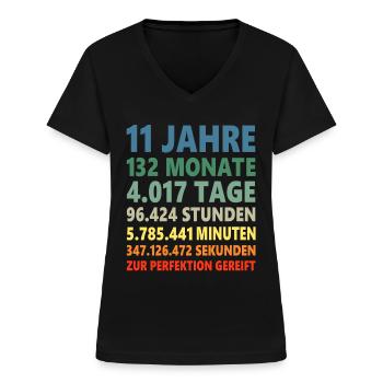 11. Geburtstag 11 Jahre 11ter Geburtstagsgeschenk - Frauen-T-Shirt mit V-Ausschnitt - Schwarz - Vorne - Lela (165cm)