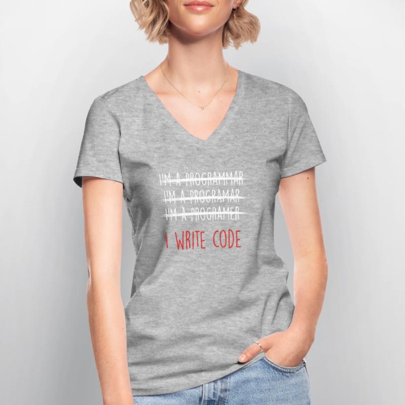 I Write Code Coder Programmer Programming Gift Women's V-neck T-shirt
