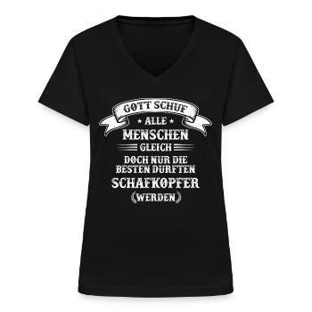 Schafkopfen Schafkopf Kartenspiel Spielkarten - Frauen-T-Shirt mit V-Ausschnitt - Schwarz - Vorne - Lela (165cm)