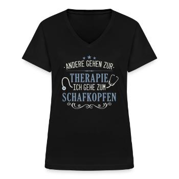 Schafkopfen Schafkopf Kartenspiel Spielkarten - Frauen-T-Shirt mit V-Ausschnitt - Schwarz - Vorne - Lela (165cm)