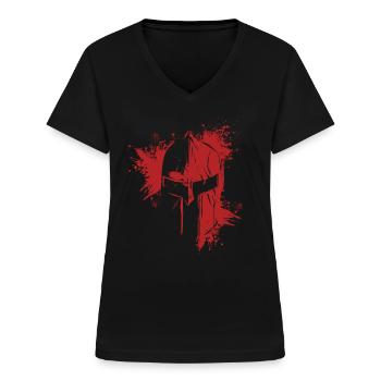 Kruisvaarder Tempelier Deus Vult Tempelier - Vrouwen T-shirt met V-hals - zwart - Voor - Lela (165cm)