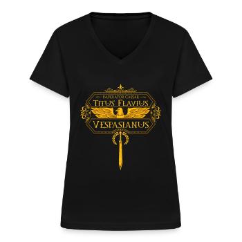 Empereurs romains - Vespasien - T-shirt col V Femme - noir - Devant - Lela (165cm)