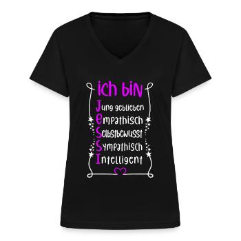 Für den besten Menschen - Ich bin Jessi - Frauen-T-Shirt mit V-Ausschnitt - Schwarz - Vorne - Lela (165cm)